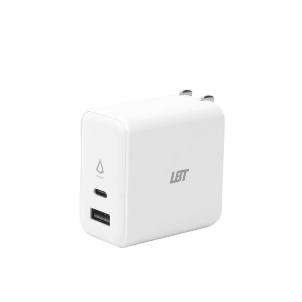 LBT Ultra Fast mini 65W Dual-port GaN PD Wall Charger (45W + 12W) - White